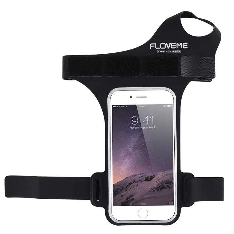 FLOVEME Fitness Exercise Arm Band Pouch Holder for iPhone 7 / 6s / 6 4.7 inch with Thumb-Closure - Black