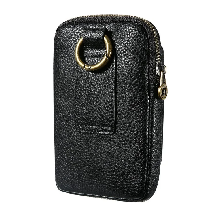FLOVEME Litchi Texture PU Leather Waist Bag with Belt Loop for iPhone 7 Plus/6s Plus/6 Plus - Black
