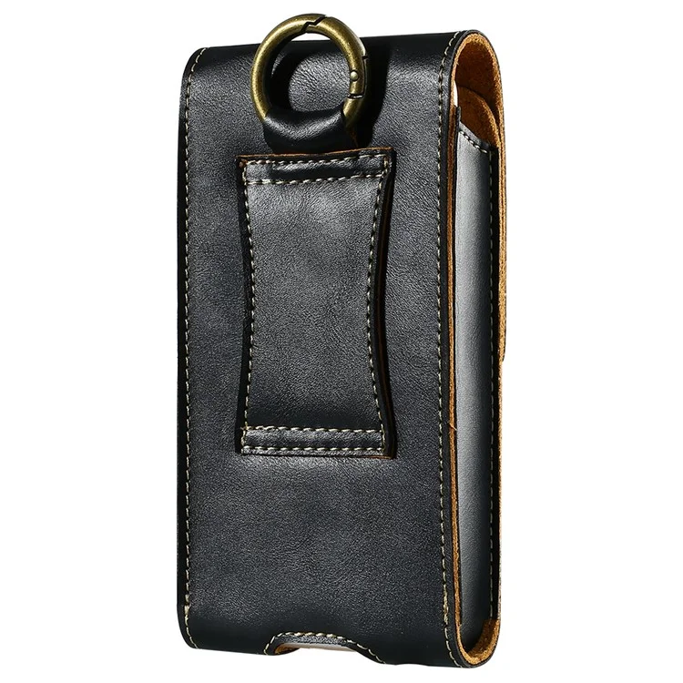 FLOVEME Genuine Leather Waist Bag with Belt Loop for iPhone 7 Plus/6s Plus/6 Plus - Black