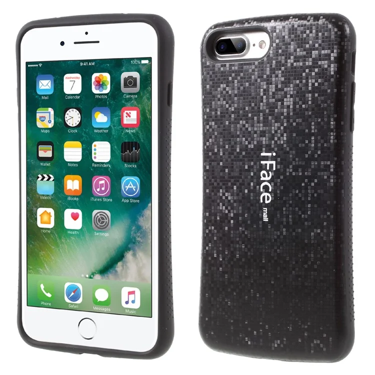 IFACE MALL Mosaic PC + TPU Hybrid Phone Case for iPhone 8 Plus / 7 Plus 5.5 inch - Black