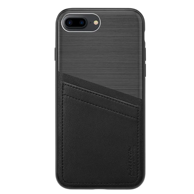 NILLKIN for iPhone 8 Plus / 7 Plus 5.5 inch Business Style Card Holder Hybrid Phone Case (TPU + PC + + PU Leather + Aluminum Alloy) - Black