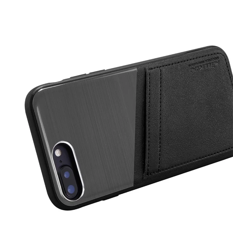 NILLKIN for iPhone 8 Plus / 7 Plus 5.5 inch Business Style Card Holder Hybrid Phone Case (TPU + PC + + PU Leather + Aluminum Alloy) - Black