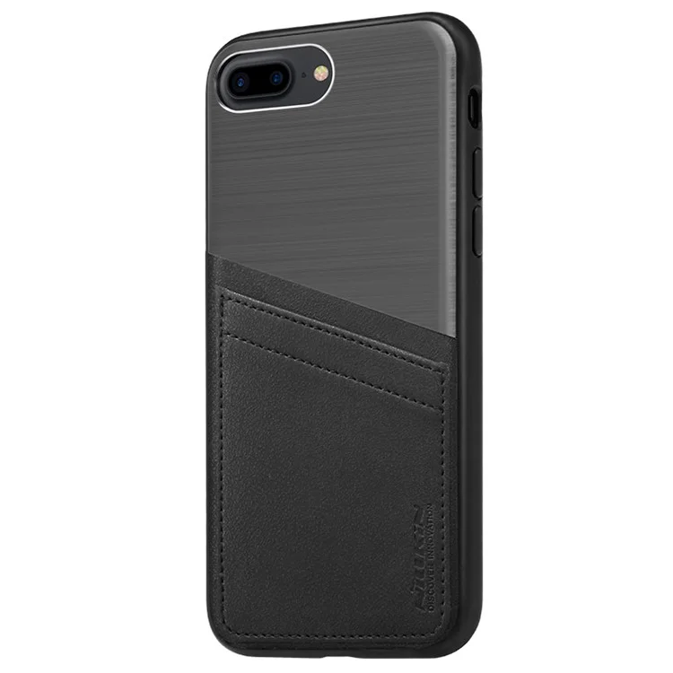 NILLKIN for iPhone 8 Plus / 7 Plus 5.5 inch Business Style Card Holder Hybrid Phone Case (TPU + PC + + PU Leather + Aluminum Alloy) - Black