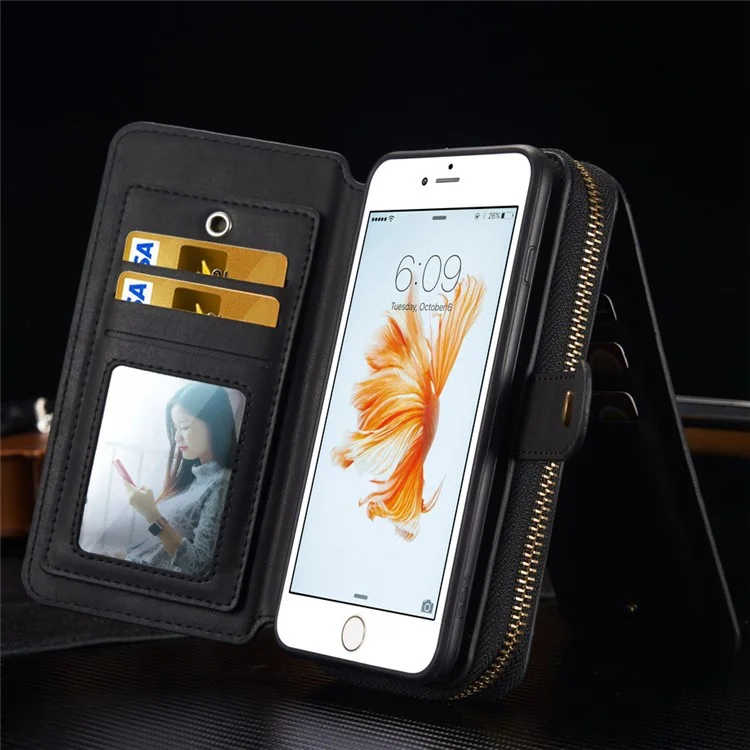 BRG Multi-function Wallet Detachable Cell Phone Case for iPhone 6s 6 with Stand and Handle - Black
