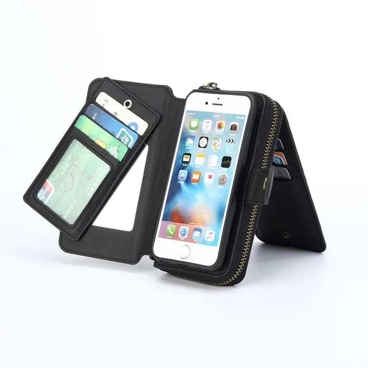 BRG Multi-function Wallet Detachable Cell Phone Case for iPhone 6s 6 with Stand and Handle - Black