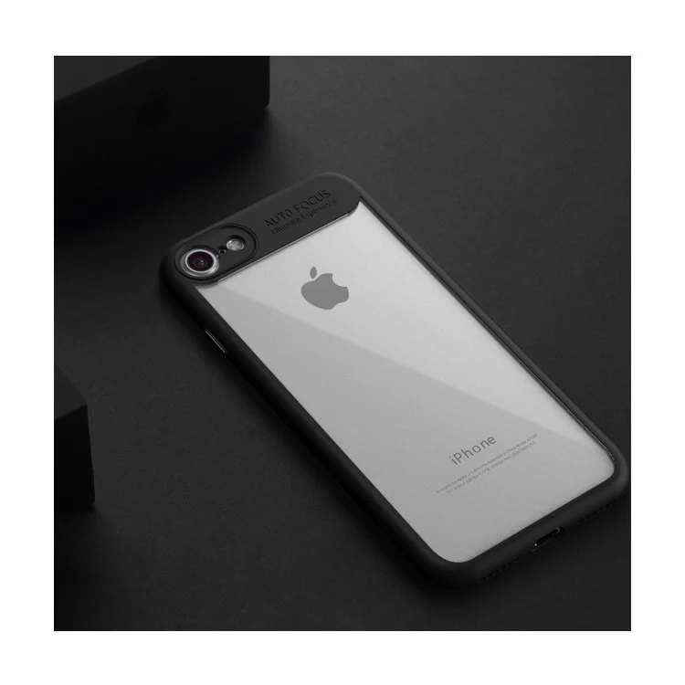 IPAKY Clear Hybrid Cell Phone Case (TPU Frame + Acrylic Back Plate) for iPhone 7 4.7 inch - Black
