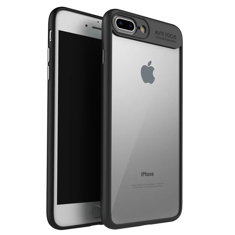IPAKY Clear Hybrid Cell Phone Case (TPU Frame + Acrylic Back Plate) for iPhone 8 Plus / 7 Plus 5.5 inch - Black