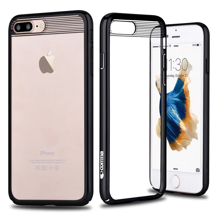 COMMA QINGYA Series Plating Hard Phone Case for iPhone 8 Plus / 7 Plus (Brightness Updated Version) - Black