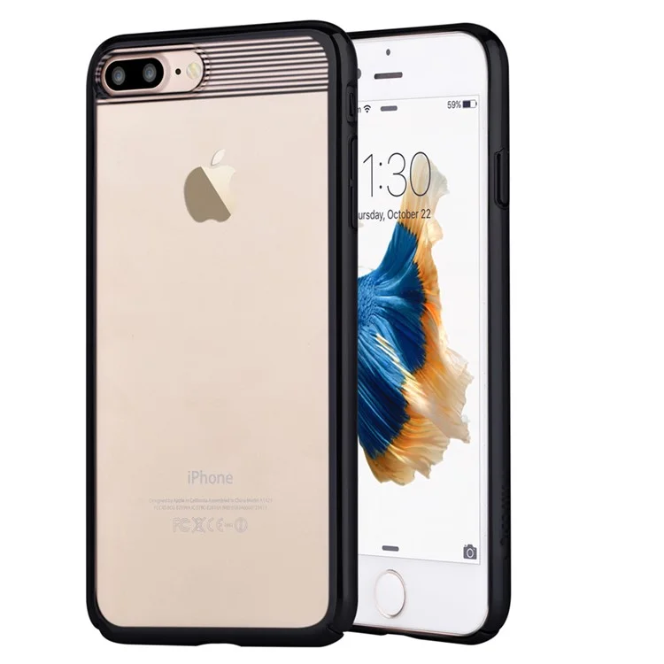 COMMA QINGYA Series Plating Hard Phone Case for iPhone 8 Plus / 7 Plus (Brightness Updated Version) - Black