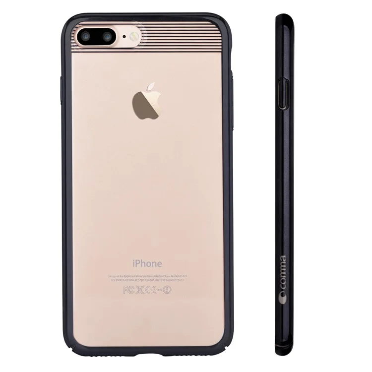 COMMA QINGYA Series Plating Hard Phone Case for iPhone 8 Plus / 7 Plus (Brightness Updated Version) - Black