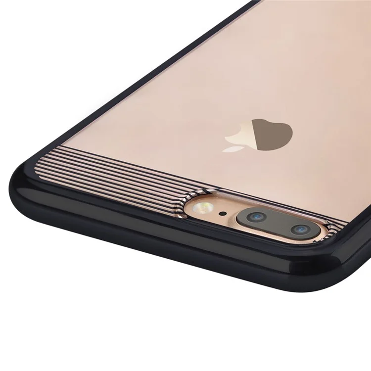 COMMA QINGYA Series Plating Hard Phone Case for iPhone 8 Plus / 7 Plus (Brightness Updated Version) - Black