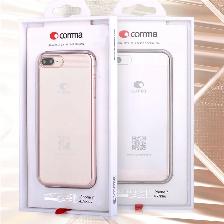 COMMA QINGYA Series Plating Hard Phone Case for iPhone 8 Plus / 7 Plus (Brightness Updated Version) - Black