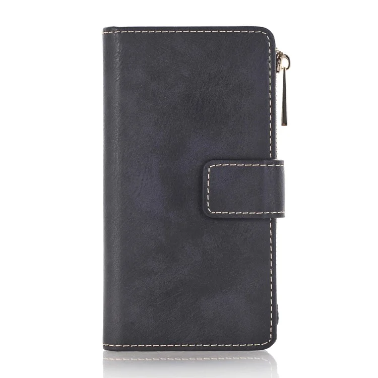 Matte Leather Zip Wallet Mobile Case Detachable 2-In-1 for iPhone 6s/6 4.7 - Black