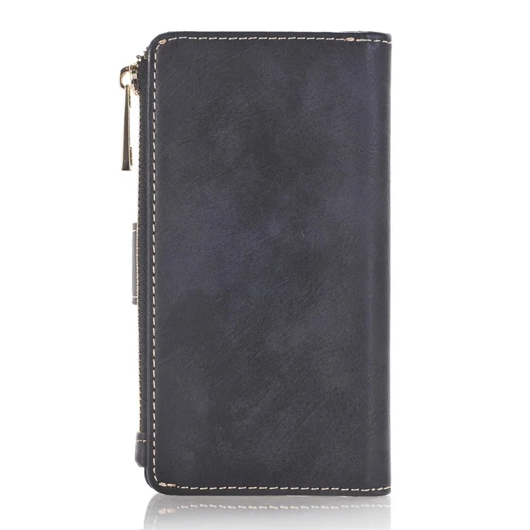 Matte Leather Zip Wallet Mobile Case Detachable 2-In-1 for iPhone 6s/6 4.7 - Black