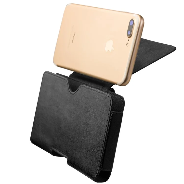 Qialino Echtes Kuhläden -leder -holster -hülle Für Iphone 7 Plus, Größe: 16 x 9 x 1,4 cm - Schwarz