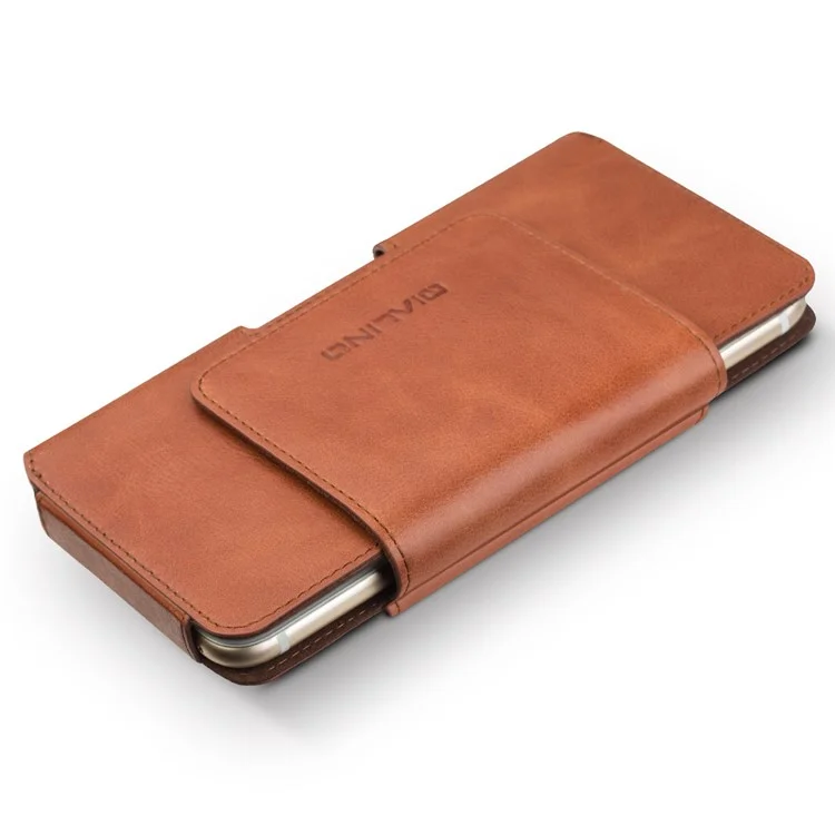 Qialino Véritable Étui de Pochette en Cuir Vache Pour Iphone 7 Plus, Taille: 16 x 9 x 1,4 cm - Brun