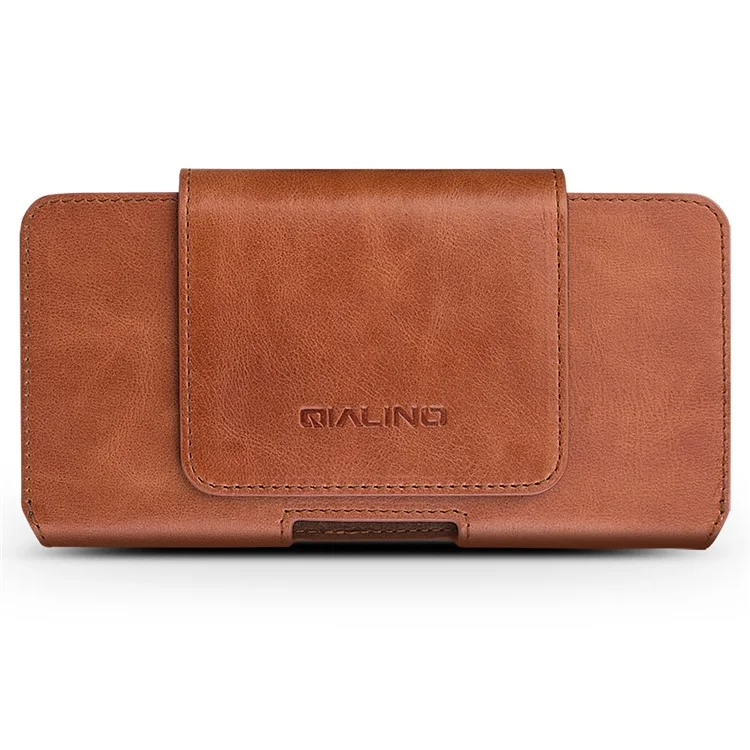 Qialino Genuine Cowhide Leather Bolsa Para Iphone 7 Plus, Tamanho: 16 x 9 x 1,4cm - Castanho