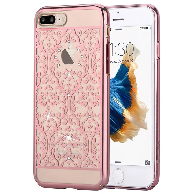 DEVIA Authorized Swarovski Crystal Baroque Plating Hard Back Case for iPhone 8 Plus / 7 Plus - Rose Gold