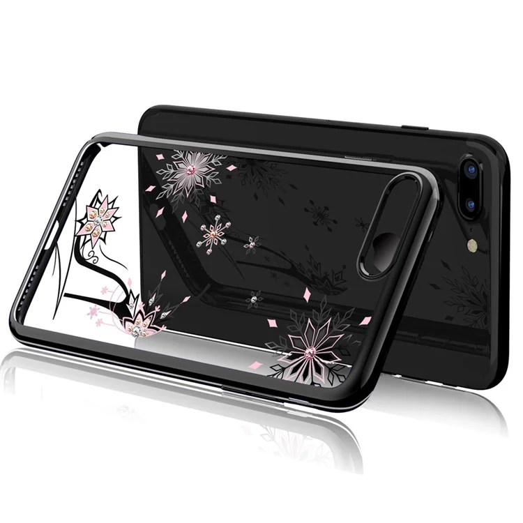 KAVARO for iPhone 8 Plus / 7 Plus Diamond Decorated Plating PC Hard Cell Phone Accessory Casing - High-heeled Shoe with Butterfly