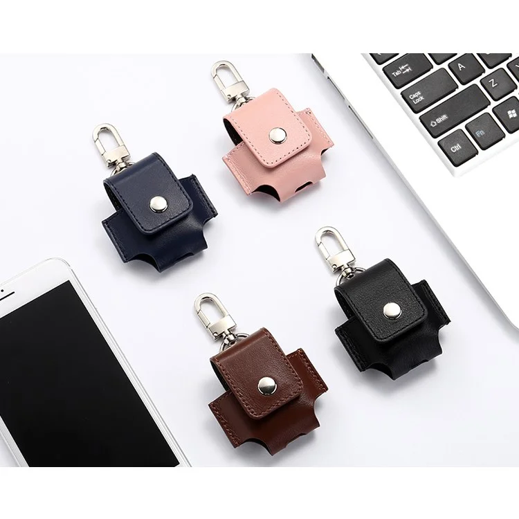 Anti-lost Genuine Leather Protection Cover for Apple Airpods Charging Case - Black