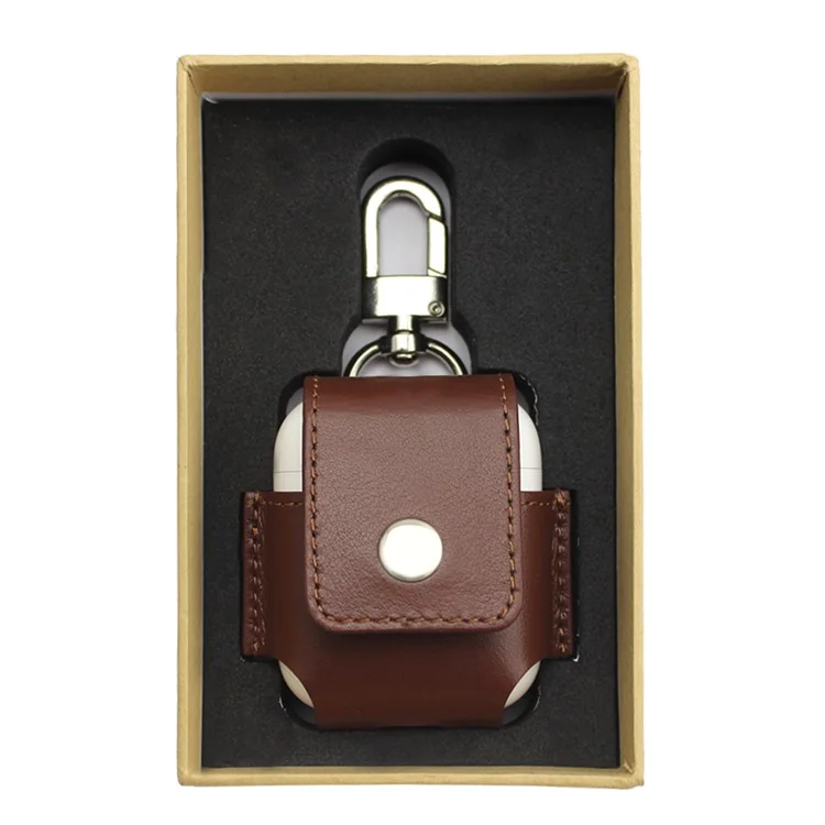 Anti-lost Genuine Leather Protection Cover for Apple Airpods Charging Case - Black