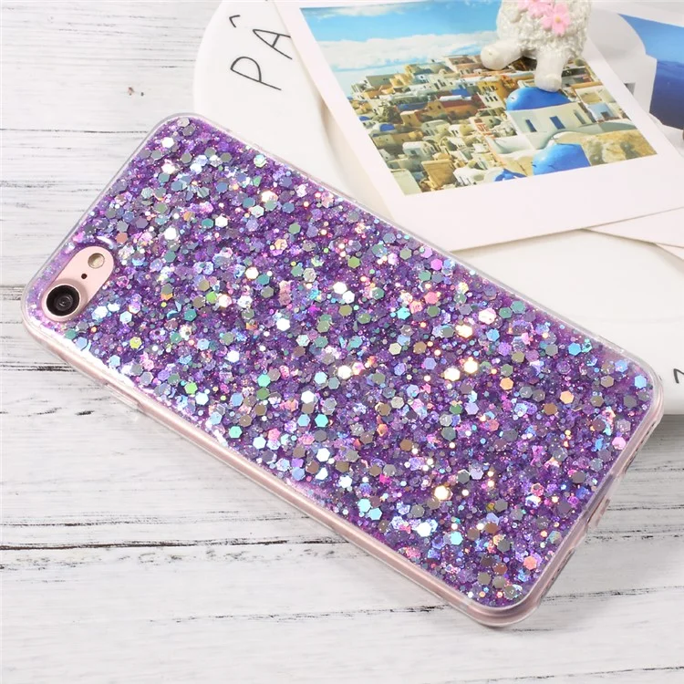 Glittering Sequins TPU Flexible Phone Case for iPhone 8 / iPhone 7 4.7 inch - Purple