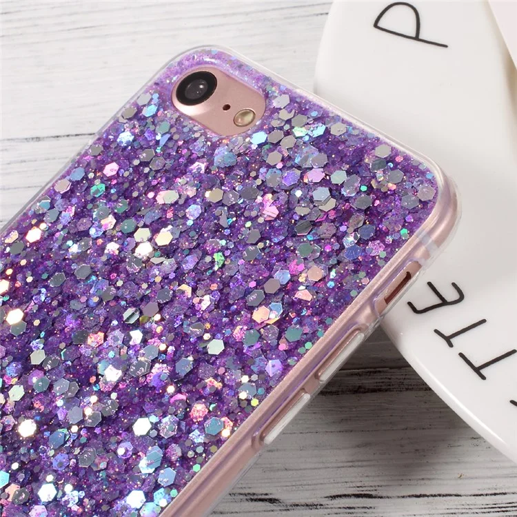 Glittering Sequins TPU Flexible Phone Case for iPhone 8 / iPhone 7 4.7 inch - Purple
