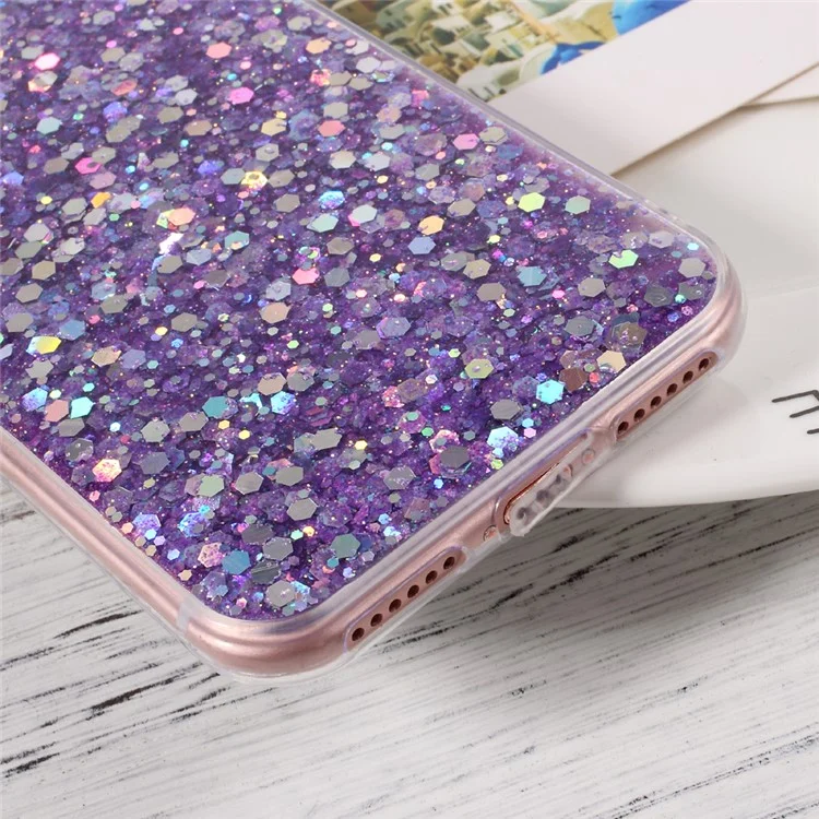 Glittering Sequins TPU Flexible Phone Case for iPhone 8 / iPhone 7 4.7 inch - Purple