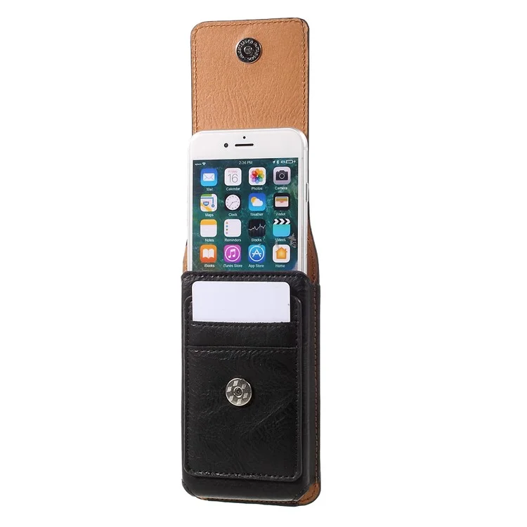Elephant Texture Vertical Leather Holster Case with 2 Card Slots for iPhone 8 7 6s 6, Inner Size: 14.5x7x1cm - Black