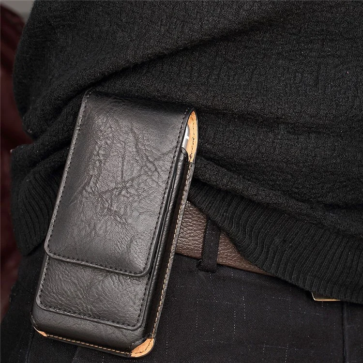 Elephant Texture Vertical Leather Holster Case with 2 Card Slots for iPhone 8 7 6s 6, Inner Size: 14.5x7x1cm - Black