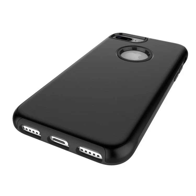 2-in-1 Brushed PC + TPU Shockproof Mobile Case for iPhone 8 Plus / 7 Plus 5.5 inch - Black