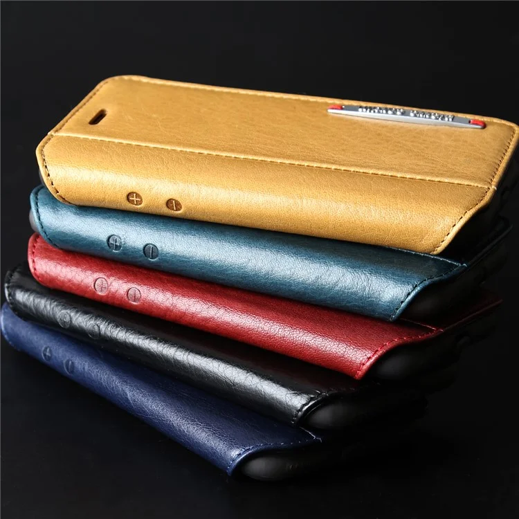 PIERRE CARDIN Litchi Texture Genuine Leather Card Slot Stand Mobile Case for iPhone 8 / 7 4.7 inch - Red