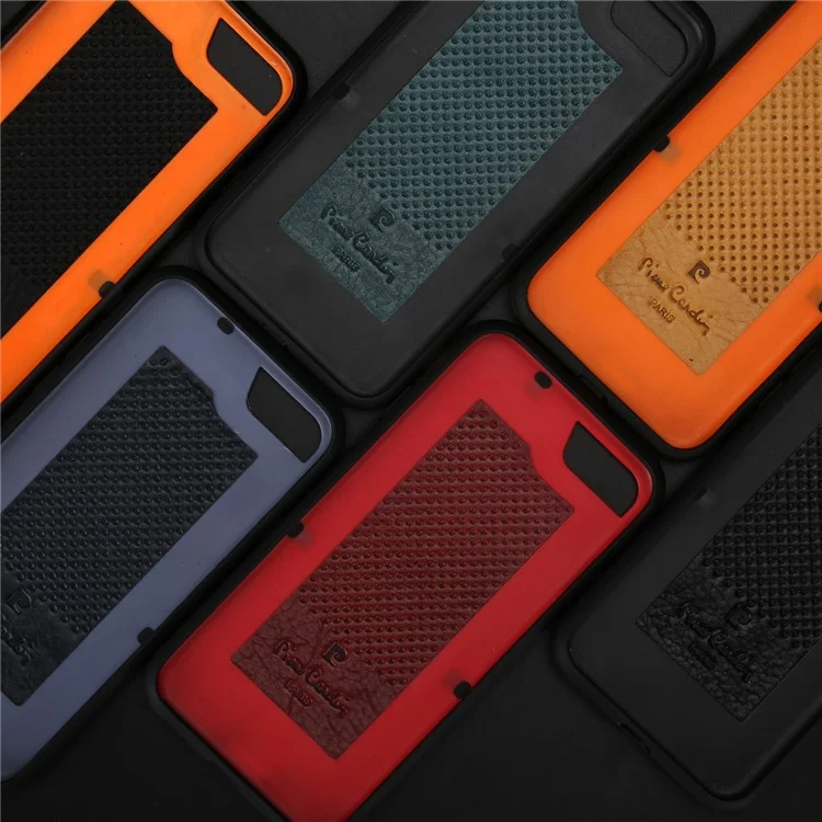 Pierre Cardin Pour Iphone SE (2020) / SE (2022) / 8/7 4,7 Pouces Case Hybride Cousue (cuir Authentique + TPU + PC) - Orange