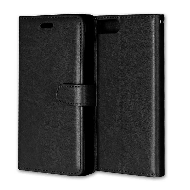 3 Card Slots Wallet Crazy Horse PU Leather Case for iPhone 8 Plus / 7 Plus 5.5 - Black