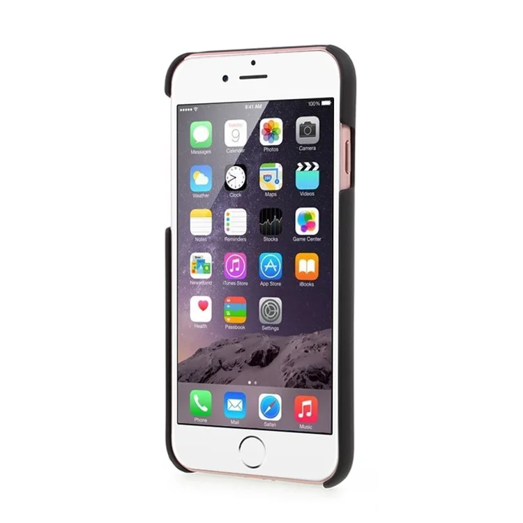 Natural Wooden Skin PC Case with Built-in Magnetic Holder Metal Sheet for iPhone 8 7 6s 6 4.7 - Bamboo