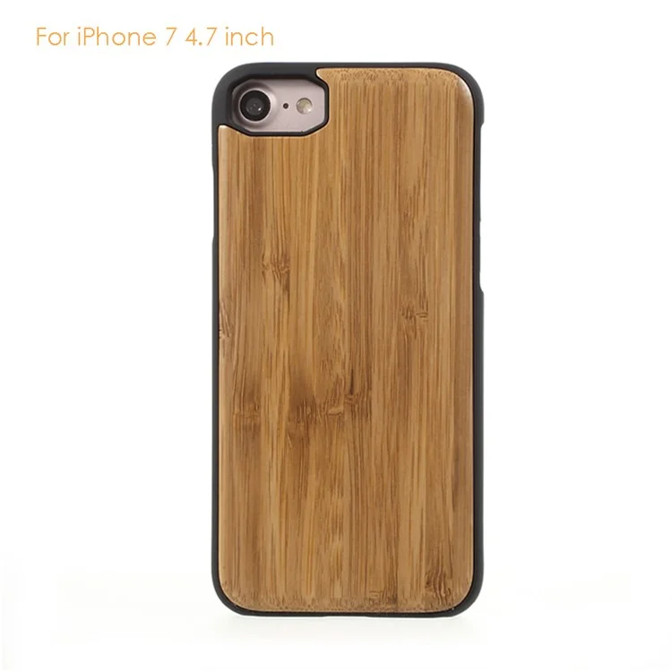 Natural Wooden Skin PC Case with Built-in Magnetic Holder Metal Sheet for iPhone 8 7 6s 6 4.7 - Bamboo