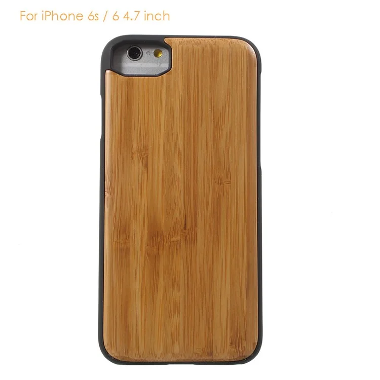 Natural Wooden Skin PC Case with Built-in Magnetic Holder Metal Sheet for iPhone 8 7 6s 6 4.7 - Bamboo