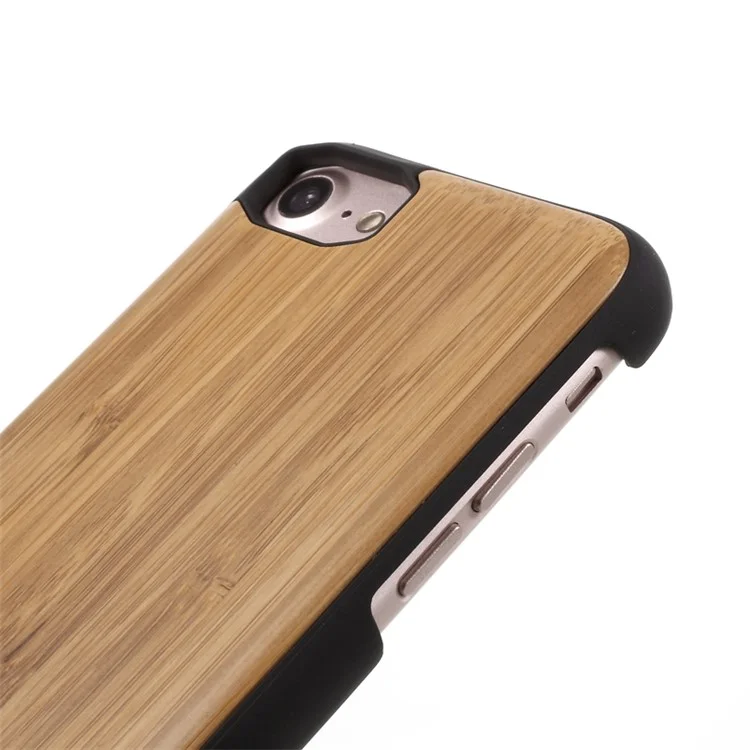 Natural Wooden Skin PC Case with Built-in Magnetic Holder Metal Sheet for iPhone 8 7 6s 6 4.7 - Bamboo