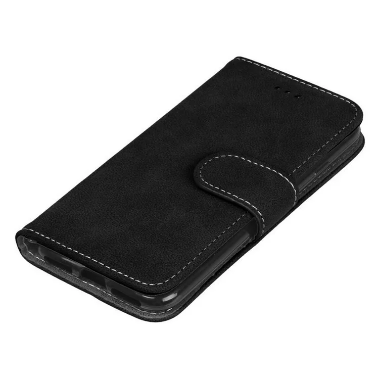 For iPhone 8 / 7 4.7 inch Vintage Style Matte Leather Wallet Phone Casing - Black