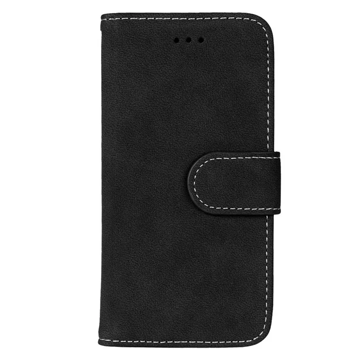 For iPhone 8 / 7 4.7 inch Vintage Style Matte Leather Wallet Phone Casing - Black