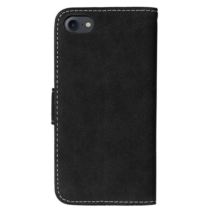 For iPhone 8 / 7 4.7 inch Vintage Style Matte Leather Wallet Phone Casing - Black