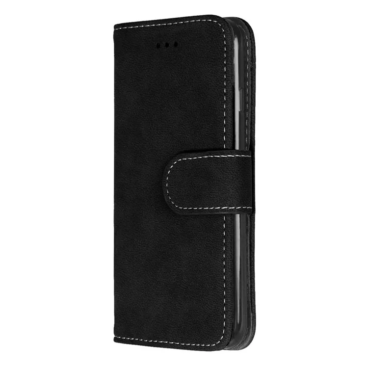 For iPhone 8 / 7 4.7 inch Vintage Style Matte Leather Wallet Phone Casing - Black