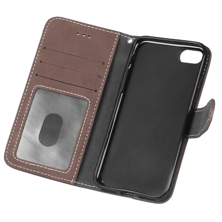 For iPhone SE (2020)/SE (2022)/8/7 4.7 inch Wallet Matte Leather Phone Case Retro Style - Brown