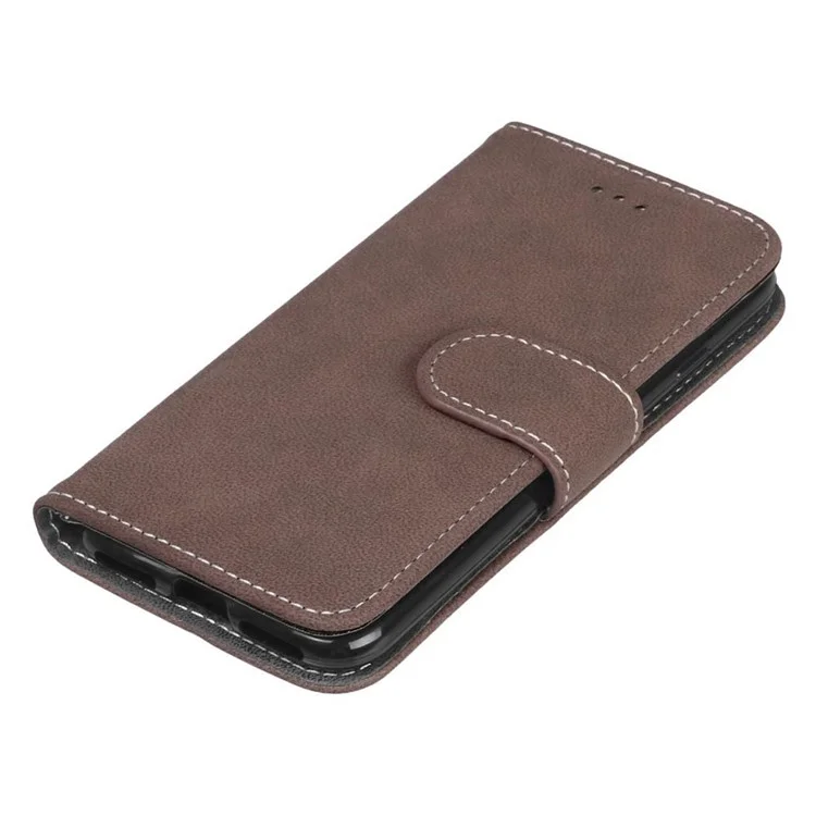 For iPhone SE (2020)/SE (2022)/8/7 4.7 inch Wallet Matte Leather Phone Case Retro Style - Brown