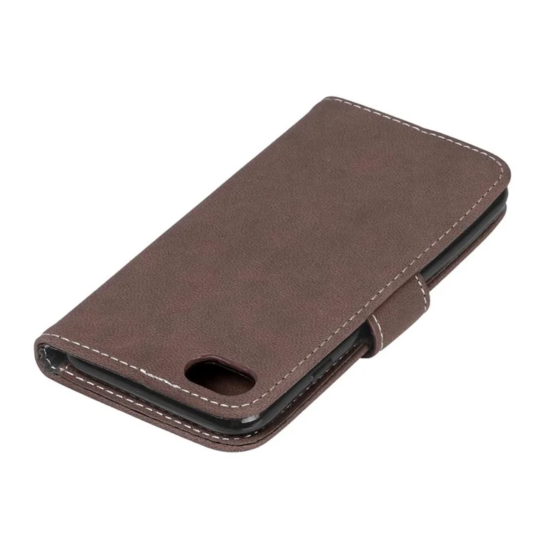 For iPhone SE (2020)/SE (2022)/8/7 4.7 inch Wallet Matte Leather Phone Case Retro Style - Brown