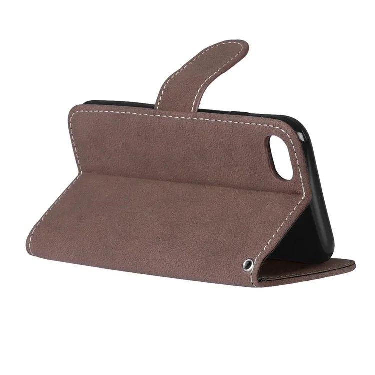 For iPhone SE (2020)/SE (2022)/8/7 4.7 inch Wallet Matte Leather Phone Case Retro Style - Brown