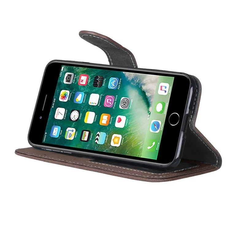 For iPhone SE (2020)/SE (2022)/8/7 4.7 inch Wallet Matte Leather Phone Case Retro Style - Brown