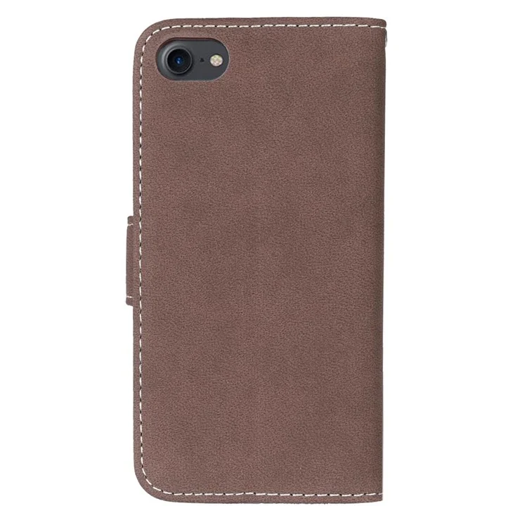 For iPhone SE (2020)/SE (2022)/8/7 4.7 inch Wallet Matte Leather Phone Case Retro Style - Brown