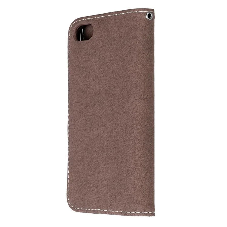For iPhone SE (2020)/SE (2022)/8/7 4.7 inch Wallet Matte Leather Phone Case Retro Style - Brown