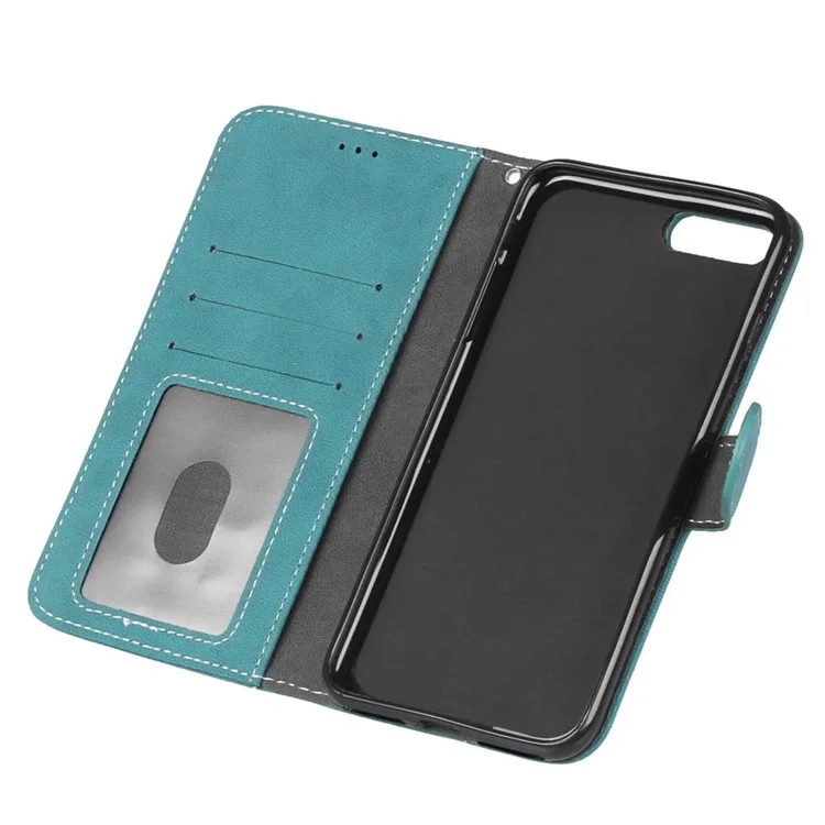 Vintage Matte Leather Flip Stand Cover for iPhone 8 Plus / 7 Plus 2016 - Blue